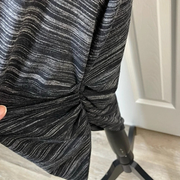 Athleta Downtown Dress XS - Gray & Black Striped with Ruched Side Waist - Picture 4 of 9